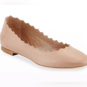 Chloe Lauren Scalloped Ballet Flats Shoes 39.5 Nude / Tan SOLD OUT